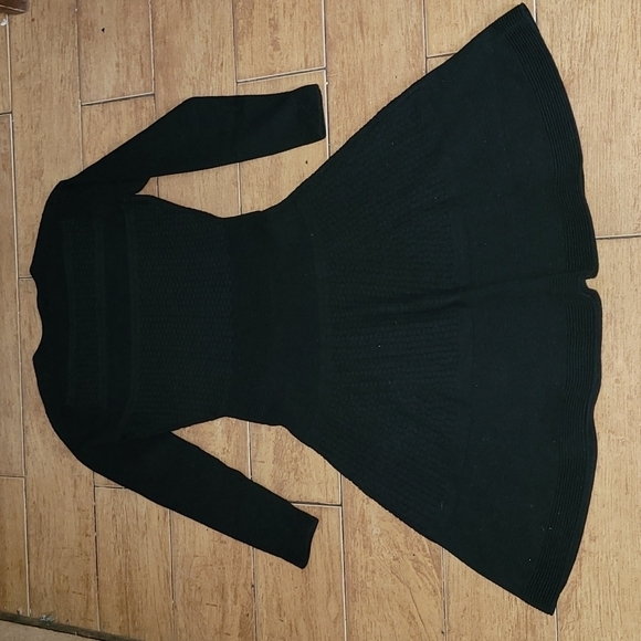 Sandro Textured Long Sleeve Black Skater Dress Size 1 (S) - Picture 5 of 13